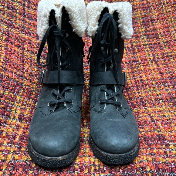 Koolaburra by Ugg Black Leather Sheerskin Winter Boots size 8 - Picture 4 of 11